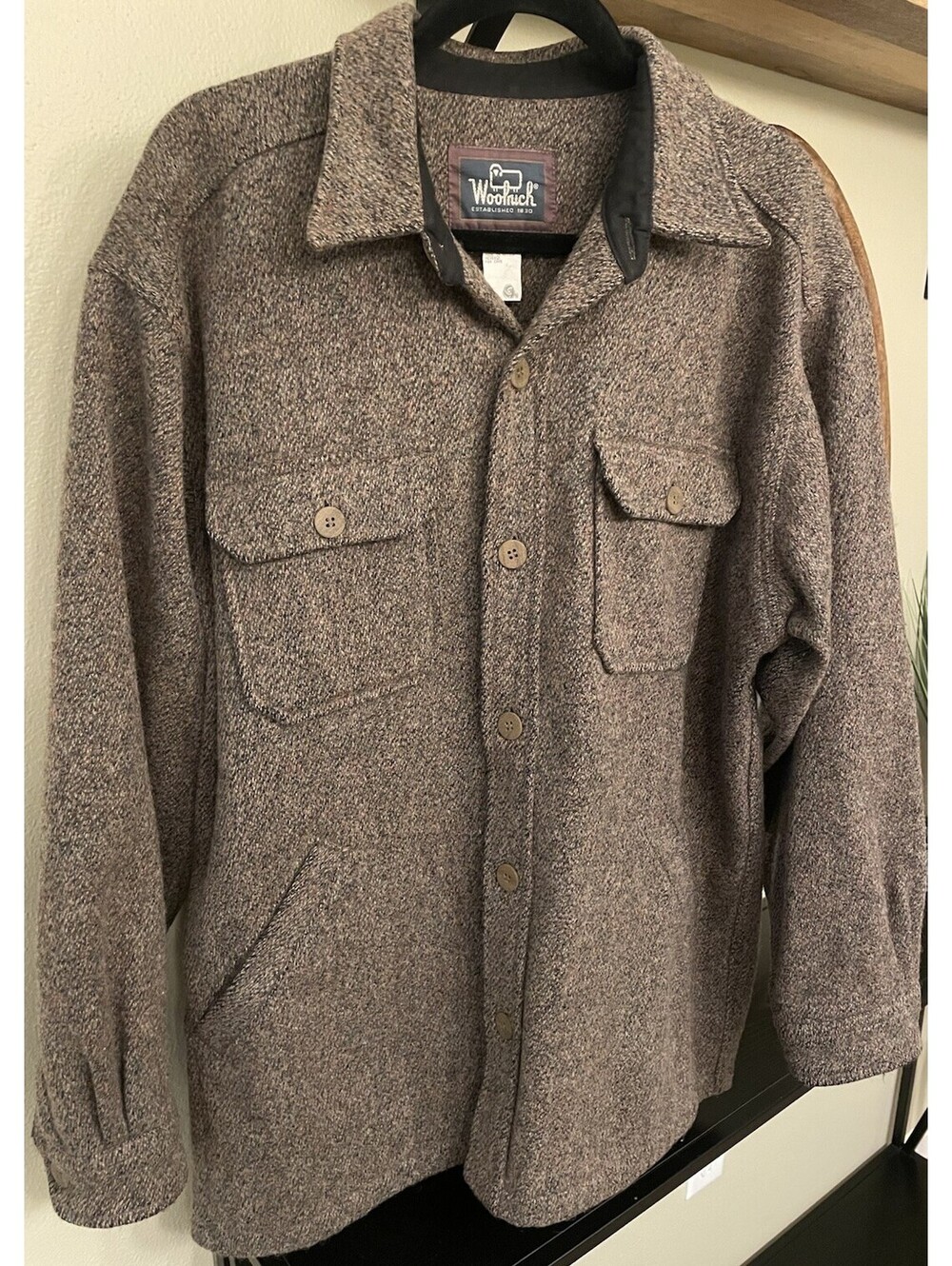 Vtg 70s Woolrich Men’s  Heavy Wool Flannel Shirt Jacket  Long Sleeve Sz Large